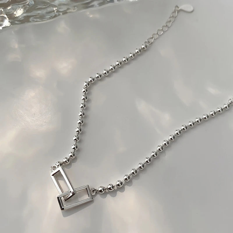 Geometric Silver Bead Bracelet