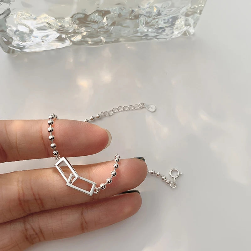Geometric Silver Bead Bracelet