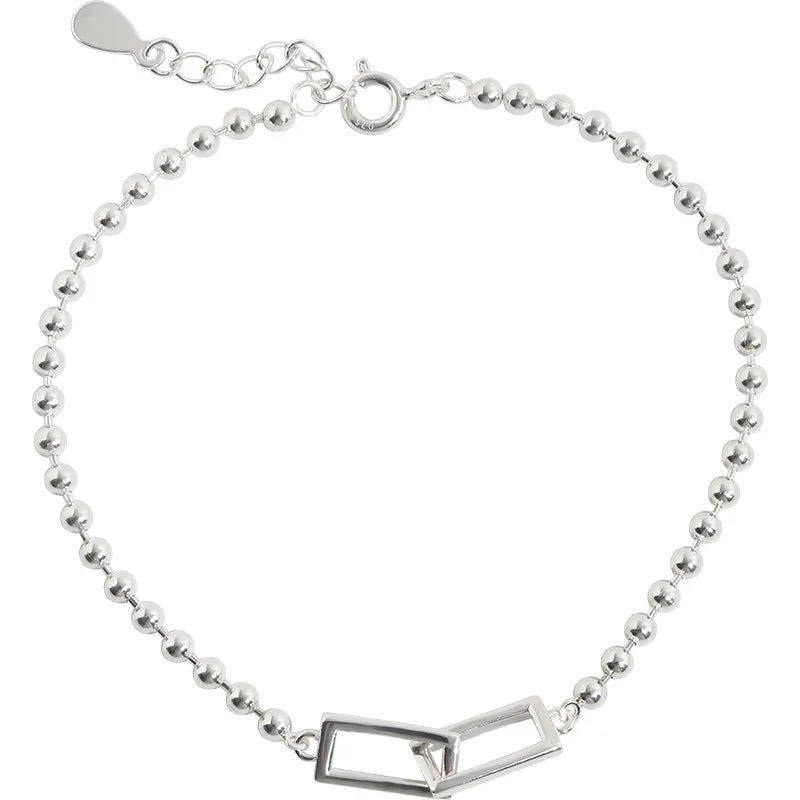 Geometric Silver Bead Bracelet