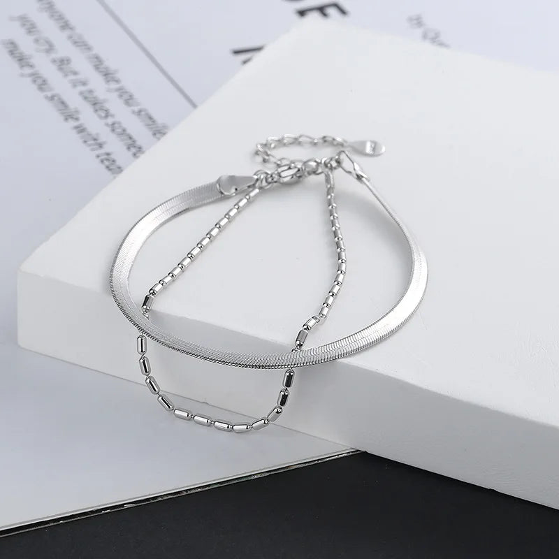 Geometric Silver Bead Bracelet