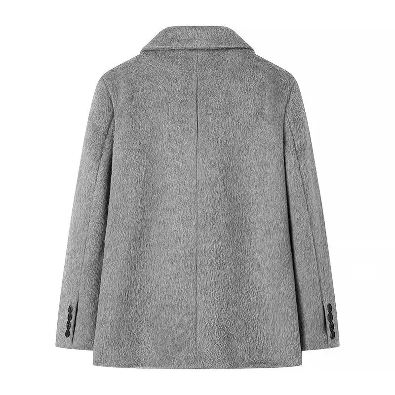 Oversized Grey Wool-Blend Blazer Coat