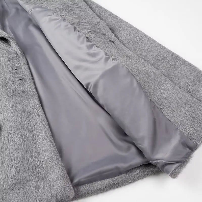Oversized Grey Wool-Blend Blazer Coat