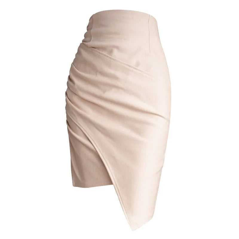 Chic Black Asymmetric Pencil Skirt – High-Waist Bodycon Mini
