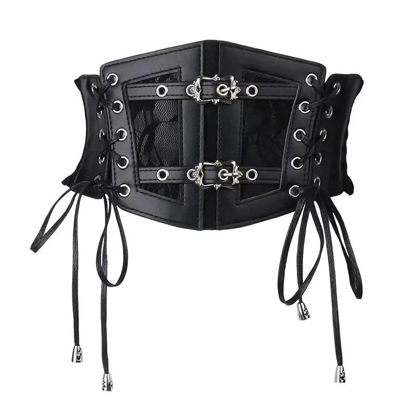Slim Leather Waist Belt with Gold Buckle