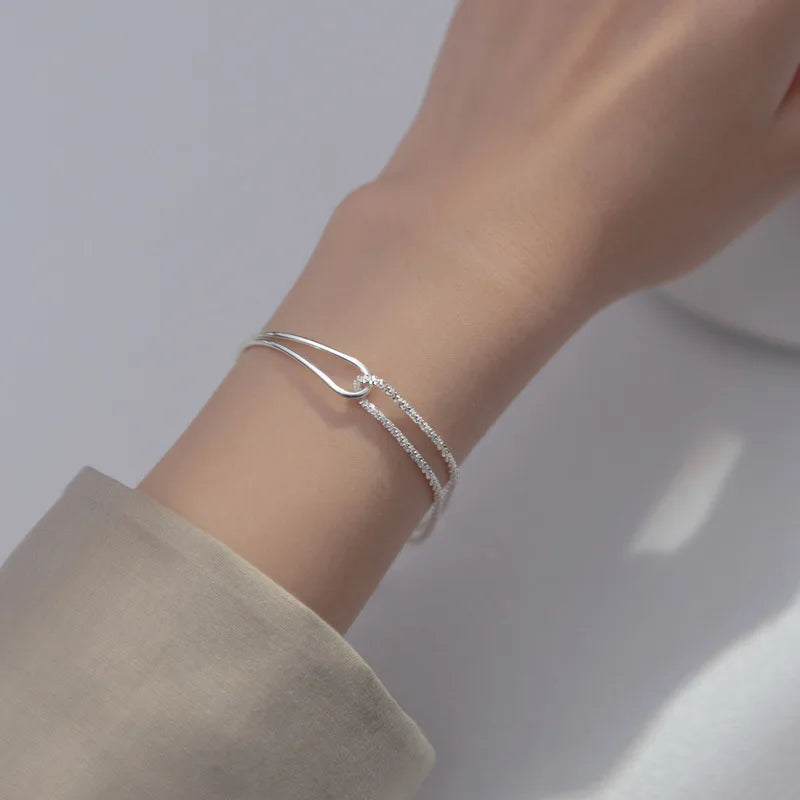 Geometric Silver Bead Bracelet