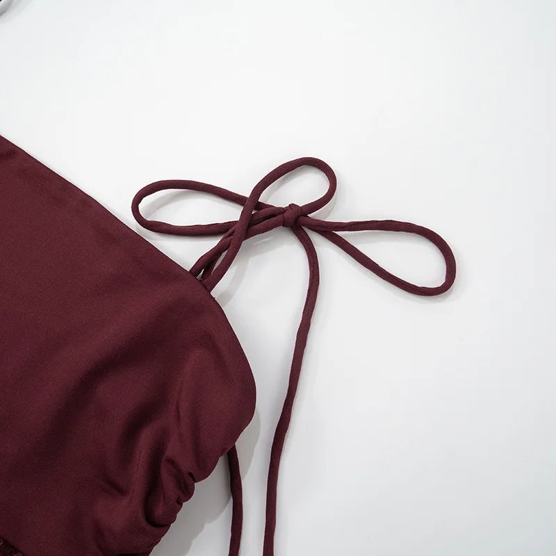 Burgundy Lace Cut-Out Maxi Dress