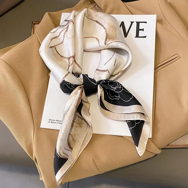 Luxury Satin Printed Square Scarf