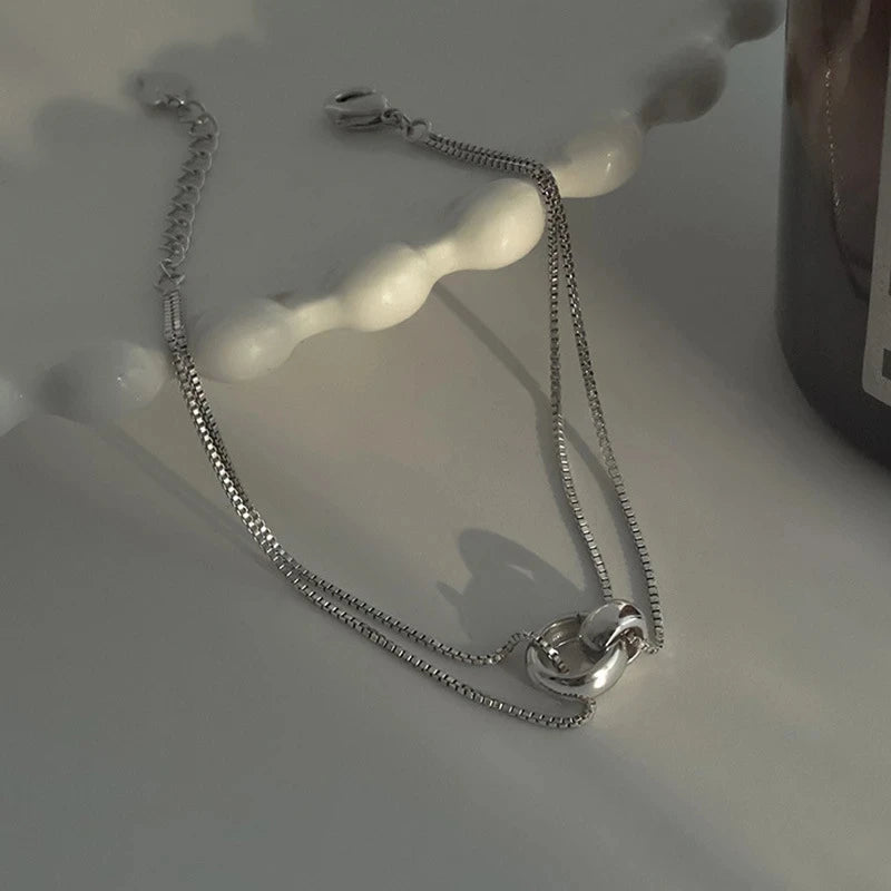 Geometric Silver Bead Bracelet