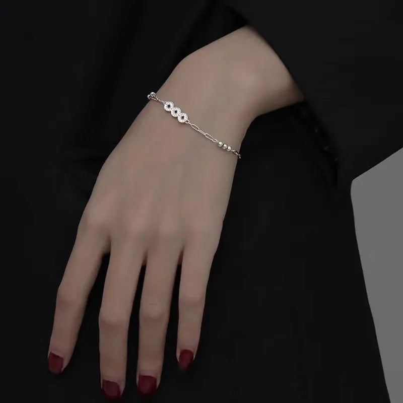 Geometric Silver Bead Bracelet