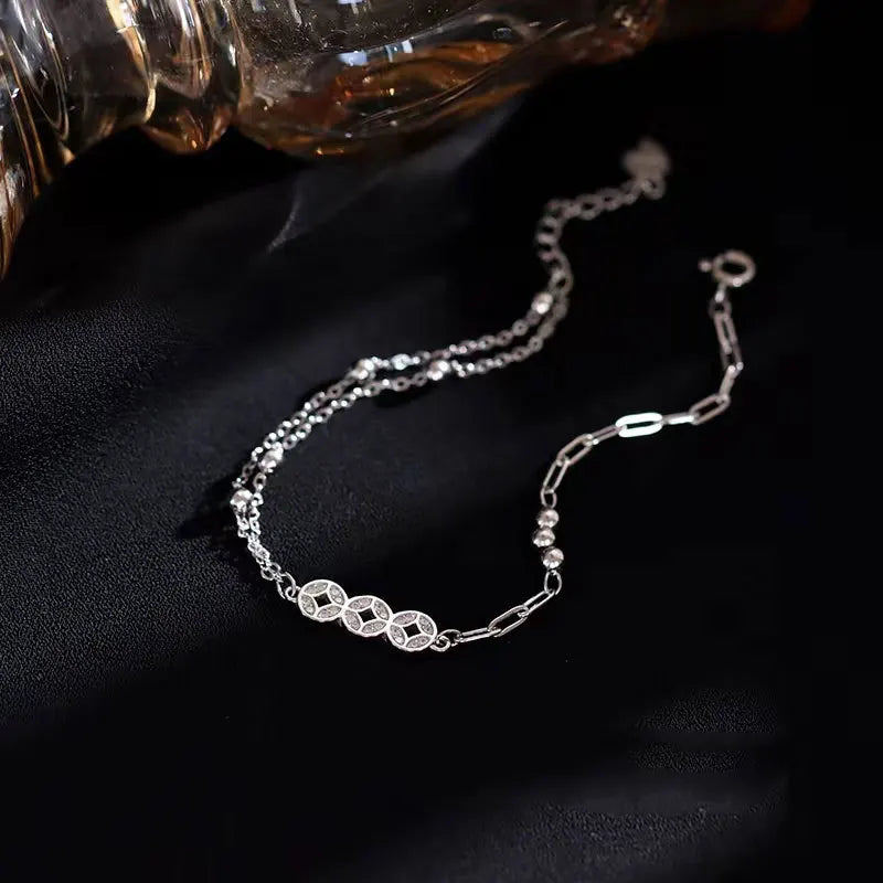 Geometric Silver Bead Bracelet