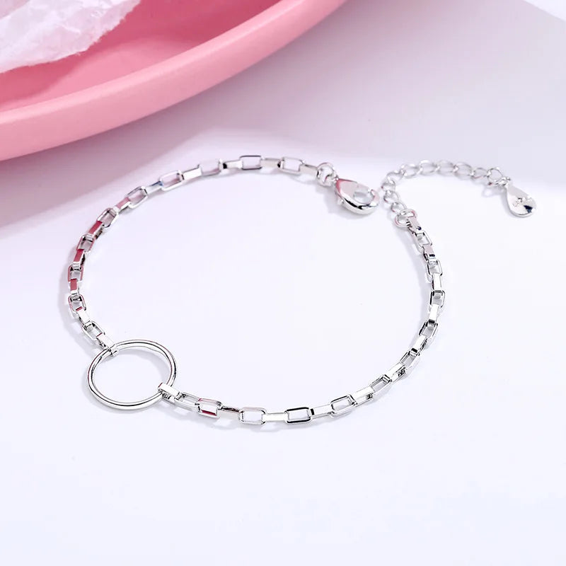 Geometric Silver Bead Bracelet