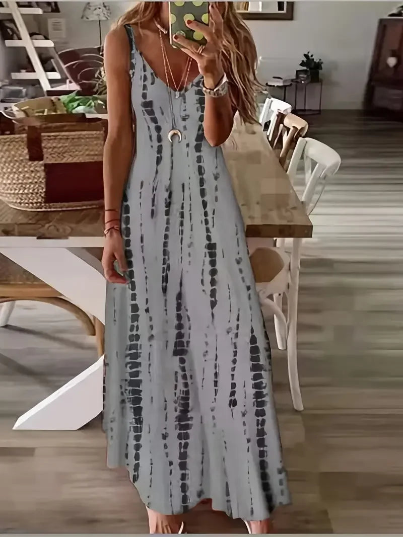 Boho Tie-Dye Spaghetti Strap Maxi Dress