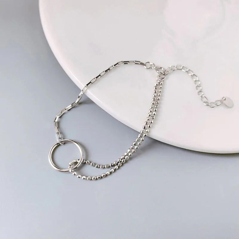 Geometric Silver Bead Bracelet