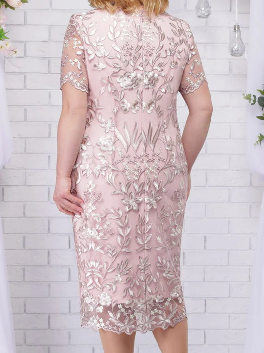 Blush Floral Embroidered Midi Dress