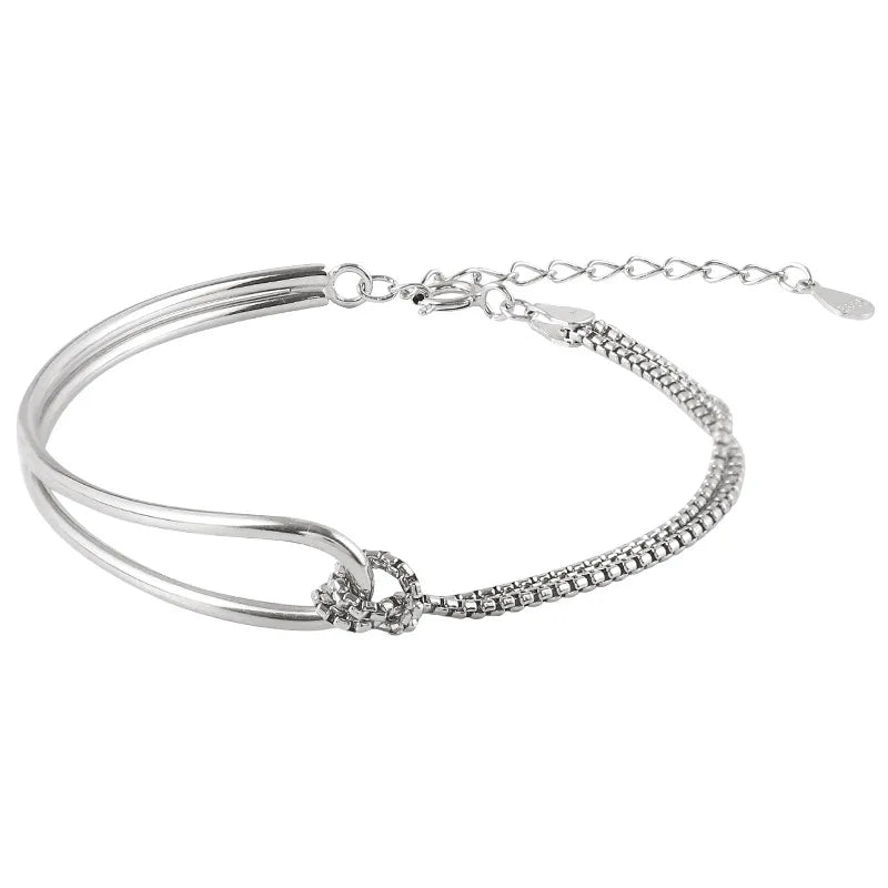 Geometric Silver Bead Bracelet