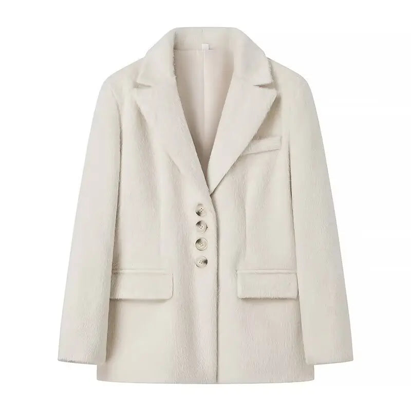 Oversized Grey Wool-Blend Blazer Coat