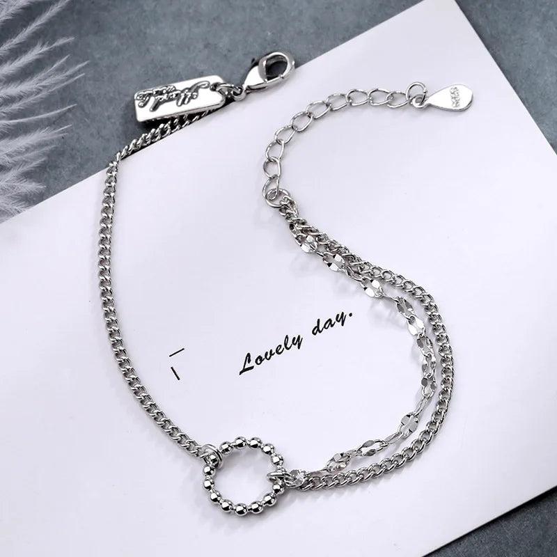 Geometric Silver Bead Bracelet