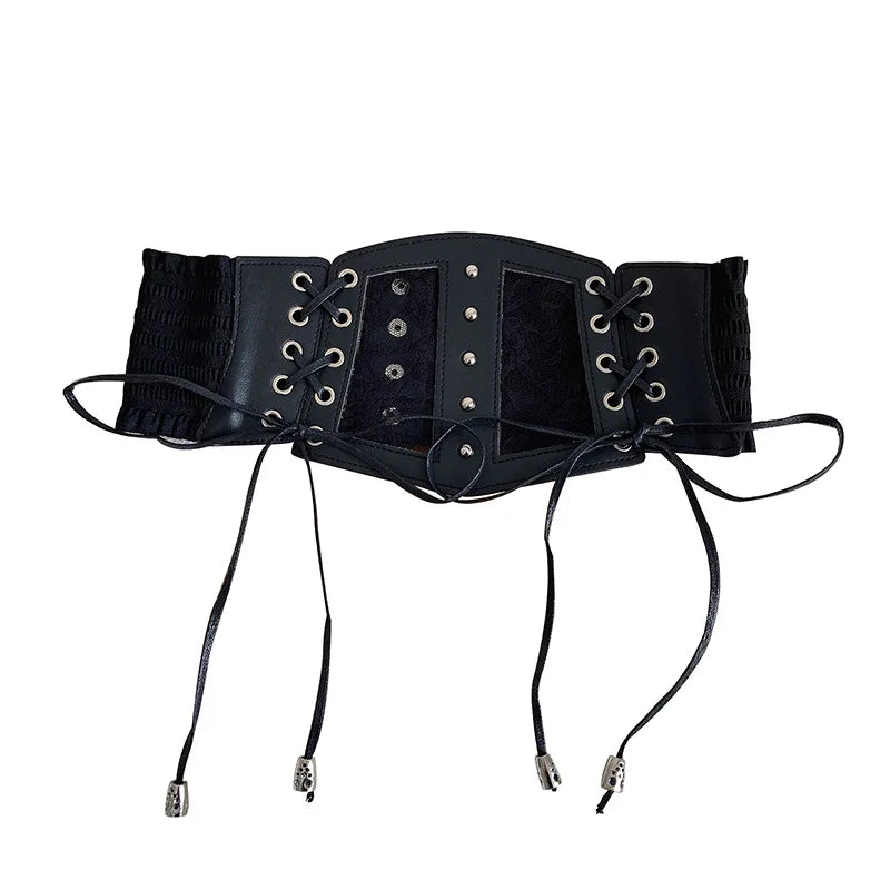 Slim Leather Waist Belt with Gold Buckle