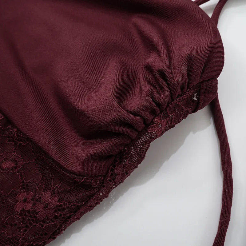 Burgundy Lace Cut-Out Maxi Dress