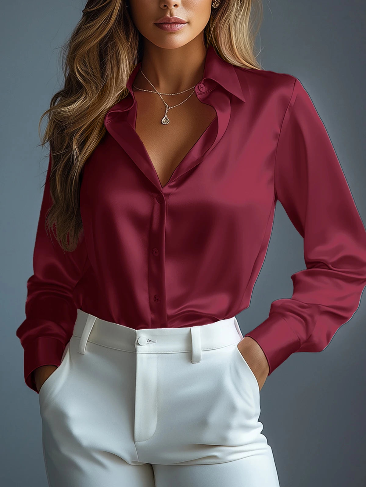 Pink Satin Elegance Blouse