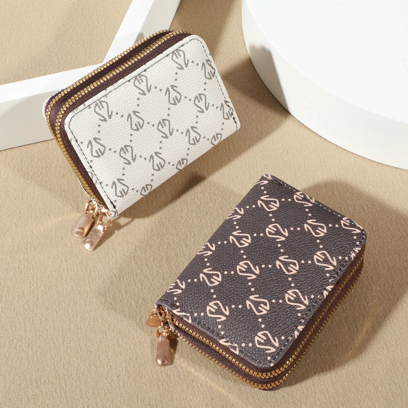 Compact Double-Zip Card Holder Wallet