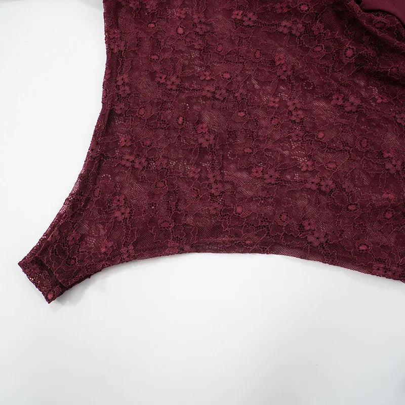 Burgundy Lace Cut-Out Maxi Dress