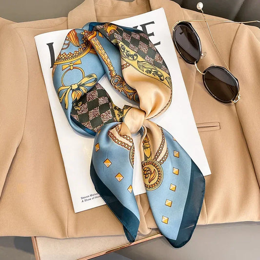 Luxury Satin Printed Square Scarf