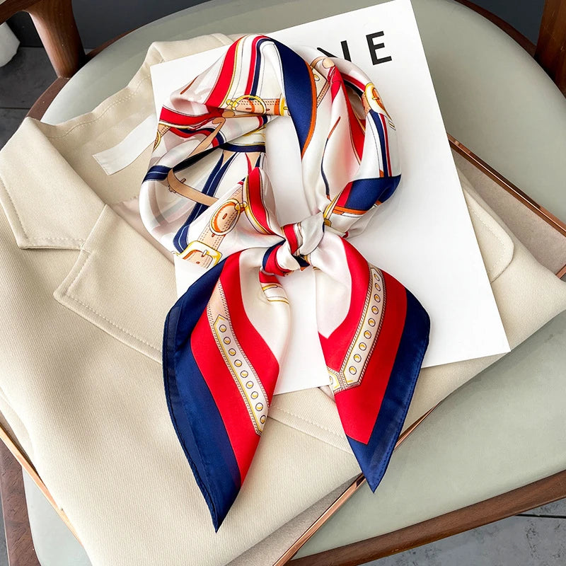 Luxury Satin Printed Square Scarf