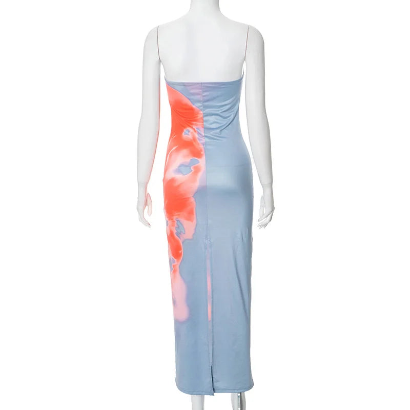 Strapless Printed Maxi Dress