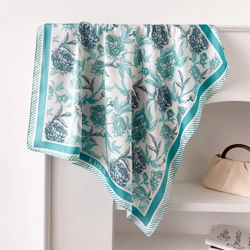 Luxury Satin Printed Square Scarf