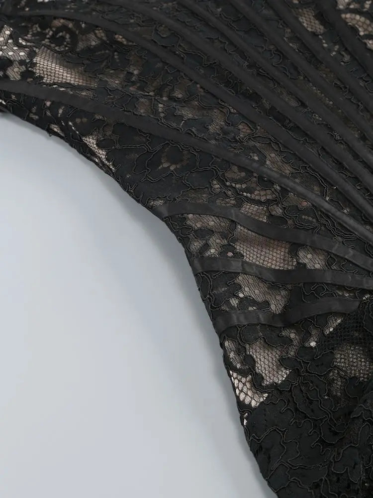 Black Strapless Lace Corset Mini Dress