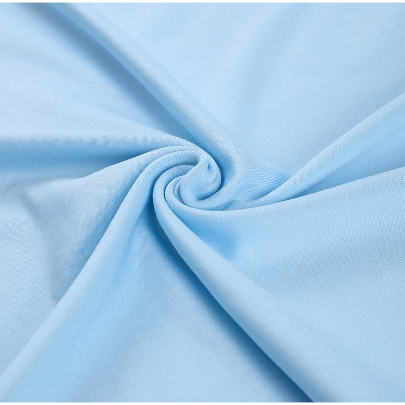 Elegant Light Blue Draped Evening Gown – Pleated Shawl Detail, Slim Fit Maxi Dress