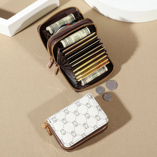 Compact Double-Zip Card Holder Wallet