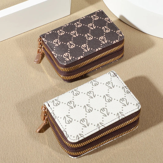 Compact Double-Zip Card Holder Wallet