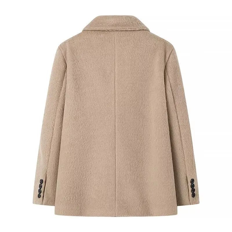 Oversized Grey Wool-Blend Blazer Coat