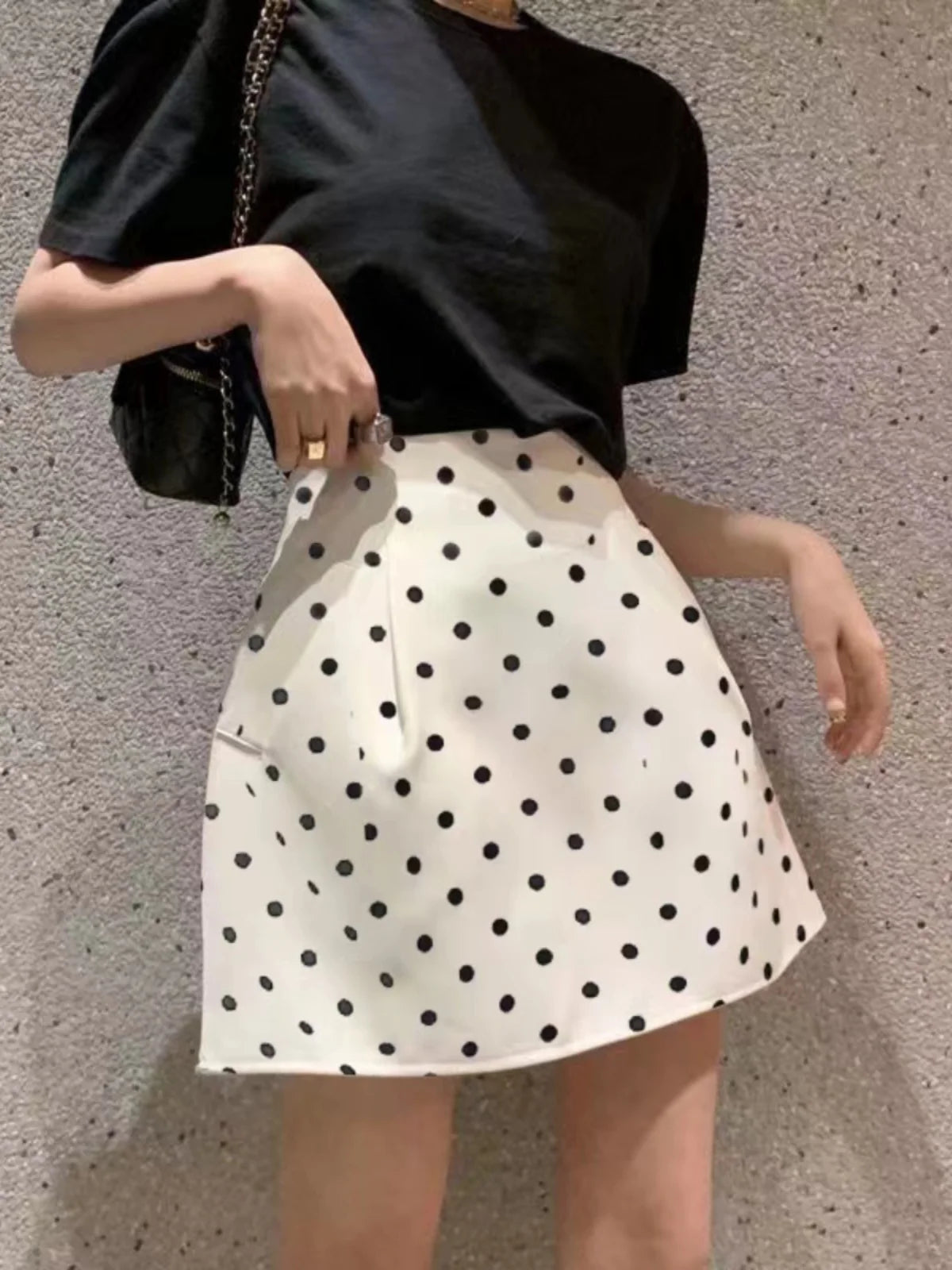 Retro Fluffy  Skirt High Waist Polka Dot White f-length Umbrella Skirt for plus Size Women Spring Summer Autumn
