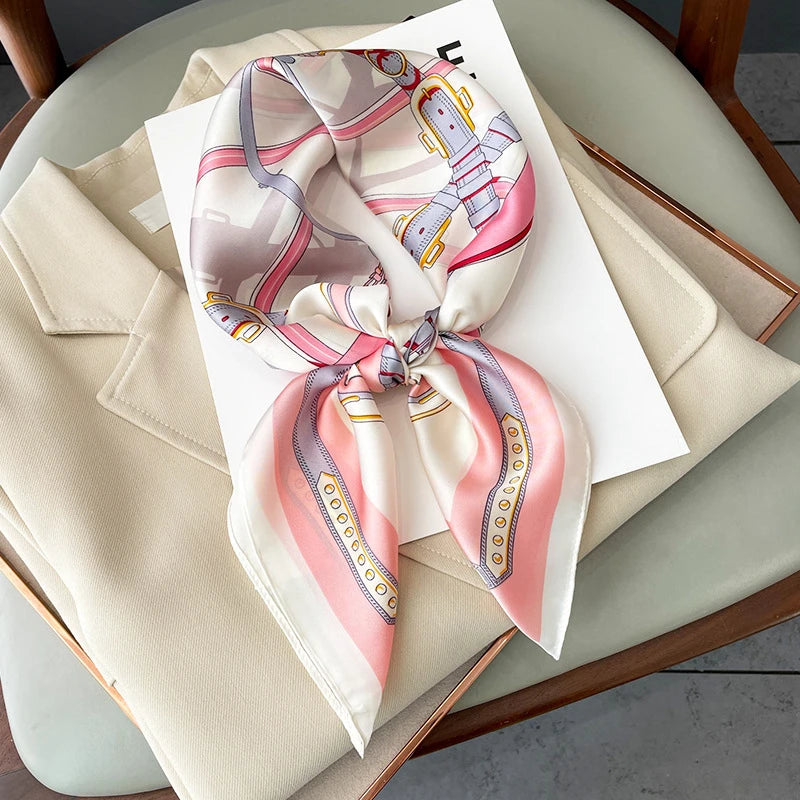 Luxury Satin Printed Square Scarf