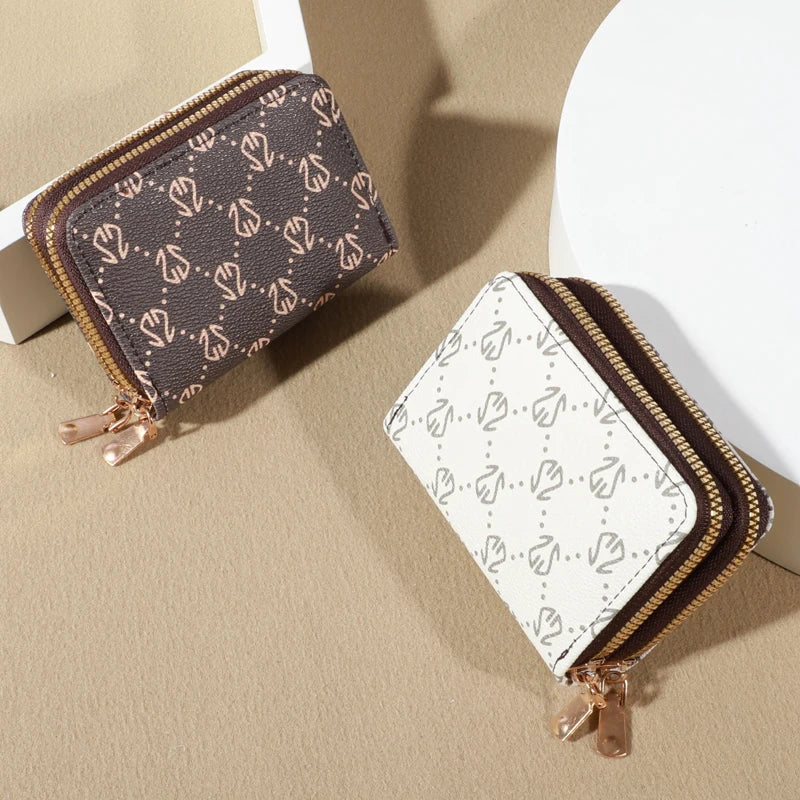 Compact Double-Zip Card Holder Wallet