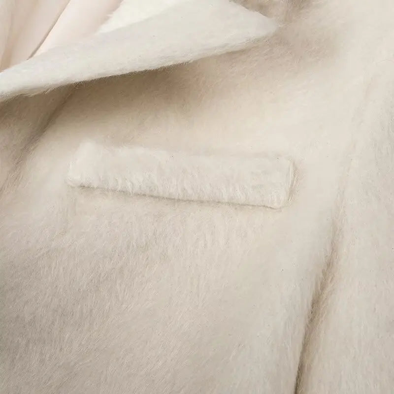 Oversized Grey Wool-Blend Blazer Coat