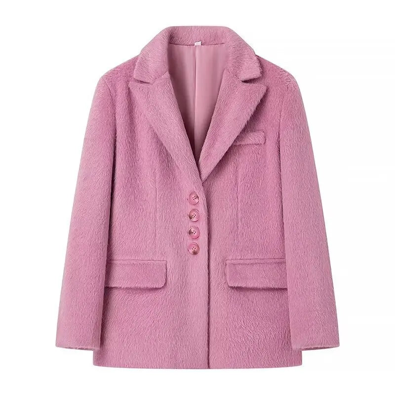 Oversized Grey Wool-Blend Blazer Coat