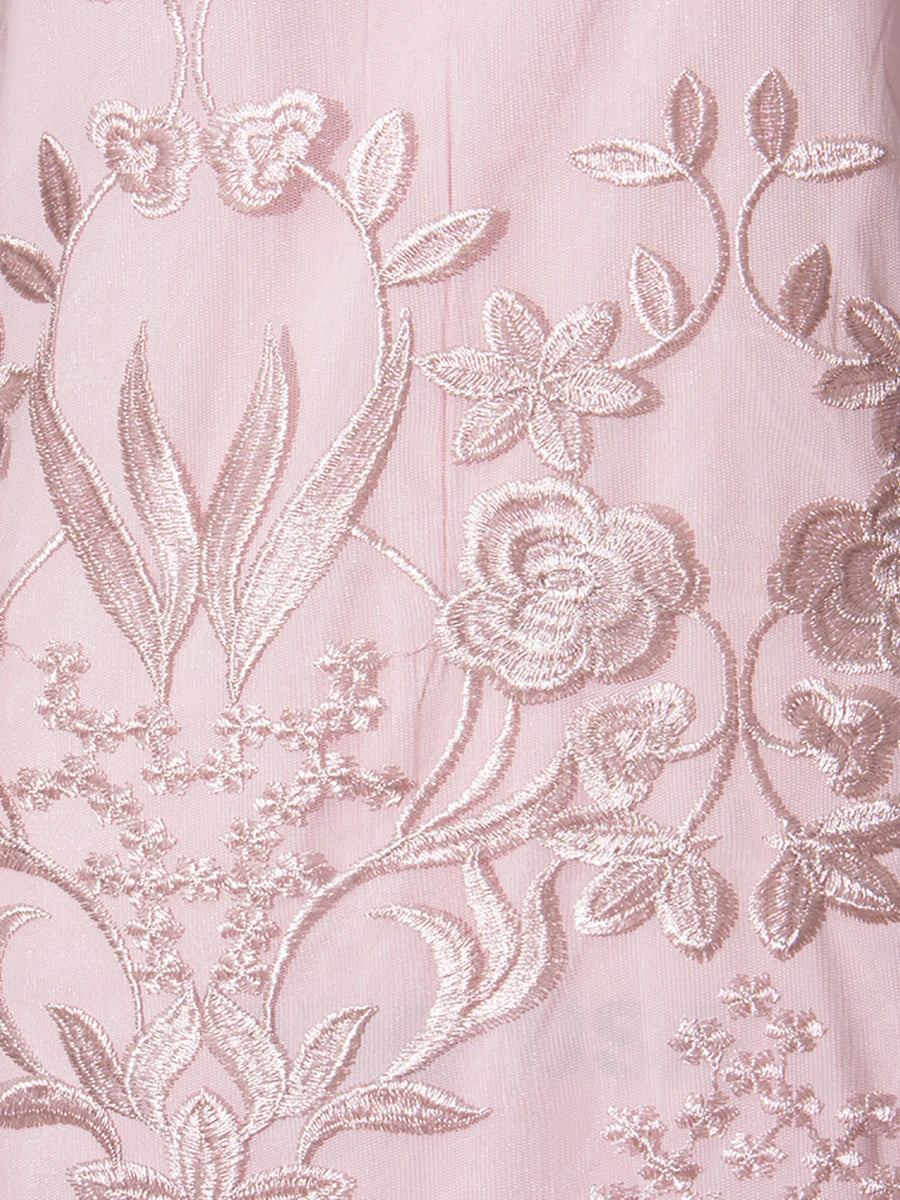 Blush Floral Embroidered Midi Dress