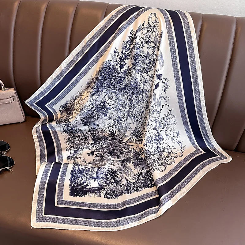 Luxury Satin Printed Square Scarf