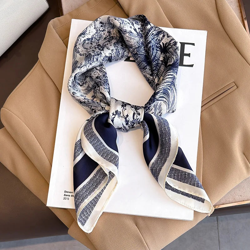 Luxury Satin Printed Square Scarf