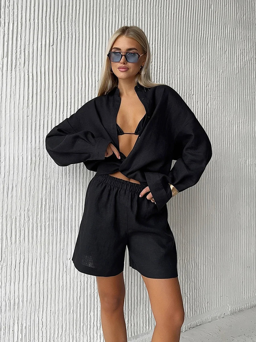 White Linen Wide-Leg Set