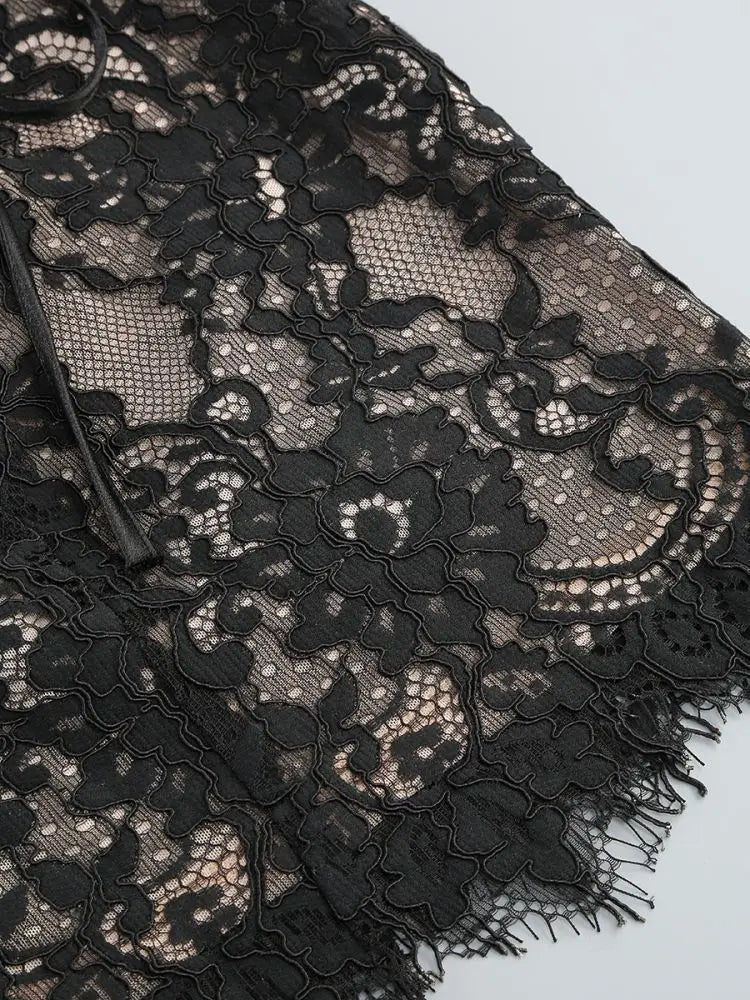 Black Strapless Lace Corset Mini Dress
