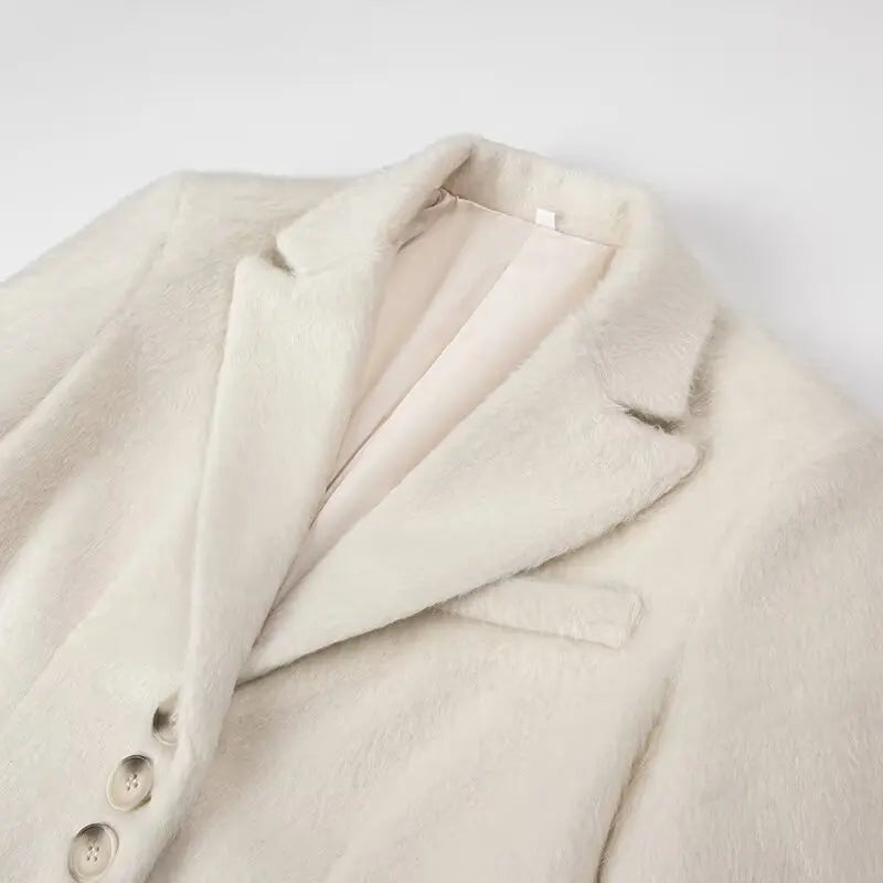Oversized Grey Wool-Blend Blazer Coat