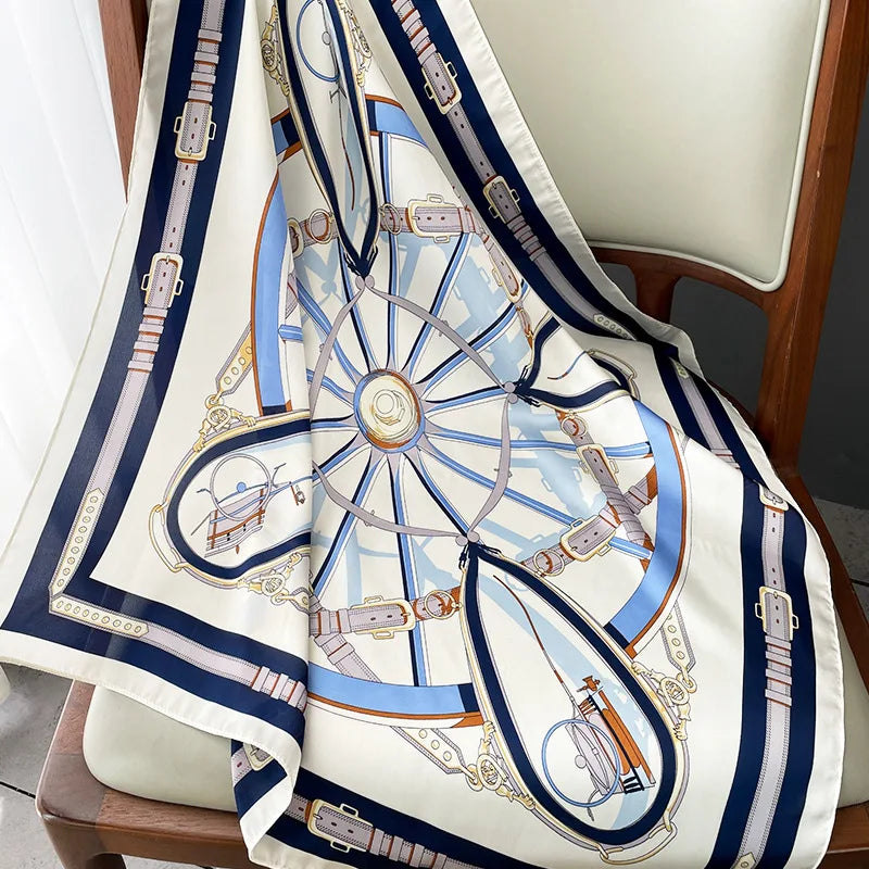 Luxury Satin Printed Square Scarf