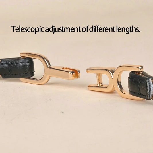 Slim Leather Waist Belt with Gold Buckle