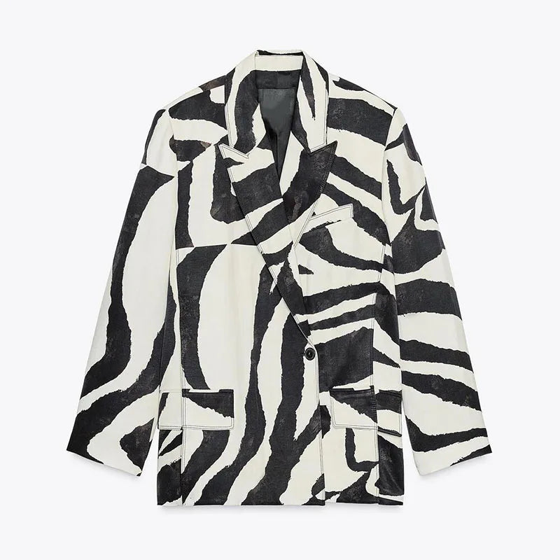 Women’s Oversized Zebra Print Blazer – Statement Outerwear
