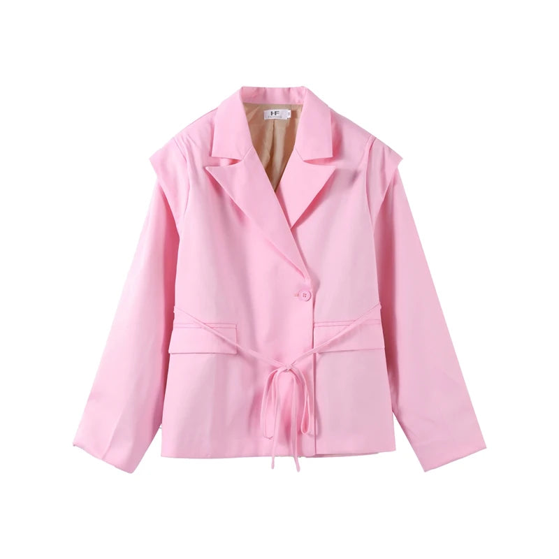 Structured Off-White Blazer Dress with Shoulder Pads